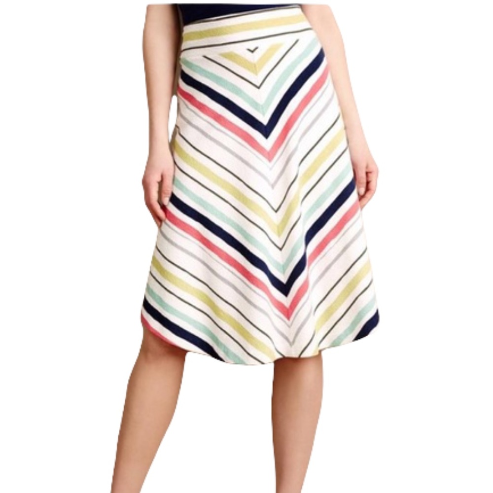 Anthropologie Maeve Rainbow Springstripe Skirt